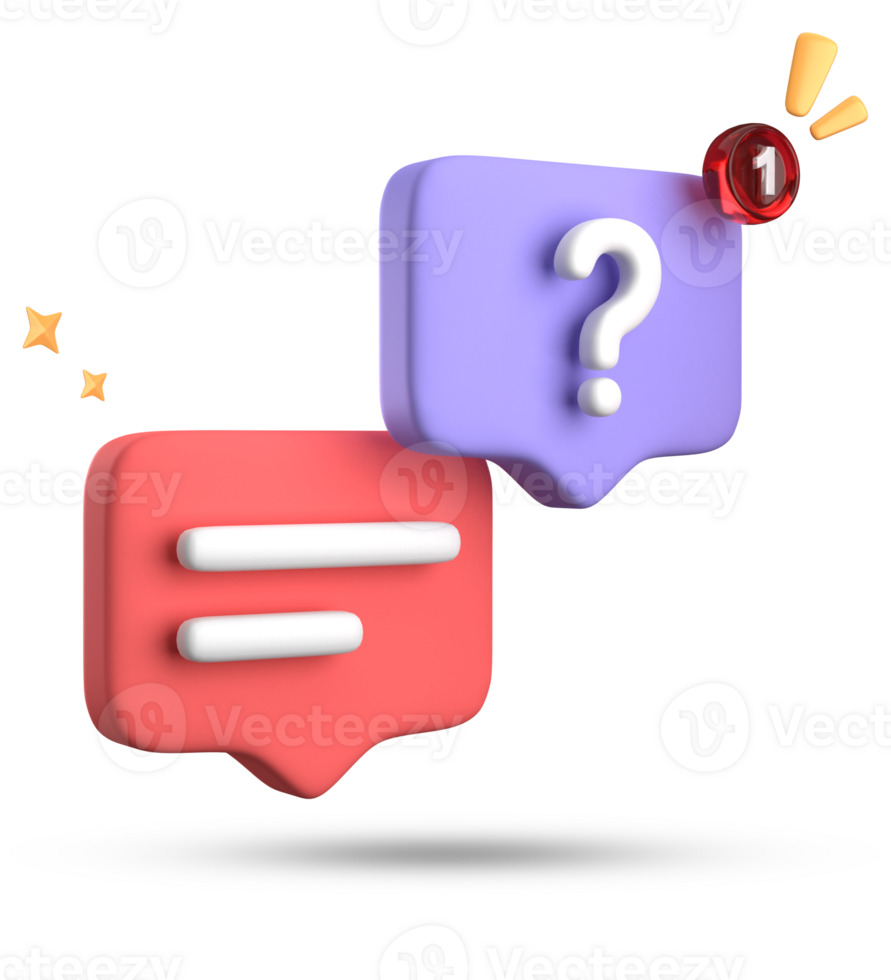 3d rendering of speech bubble, 3D pastel chat with question mark icon set. png