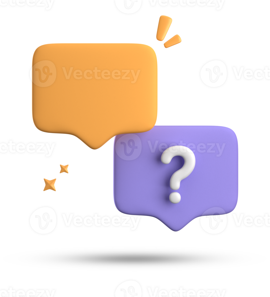 3d rendering of speech bubble, 3D pastel chat with question mark icon set. png