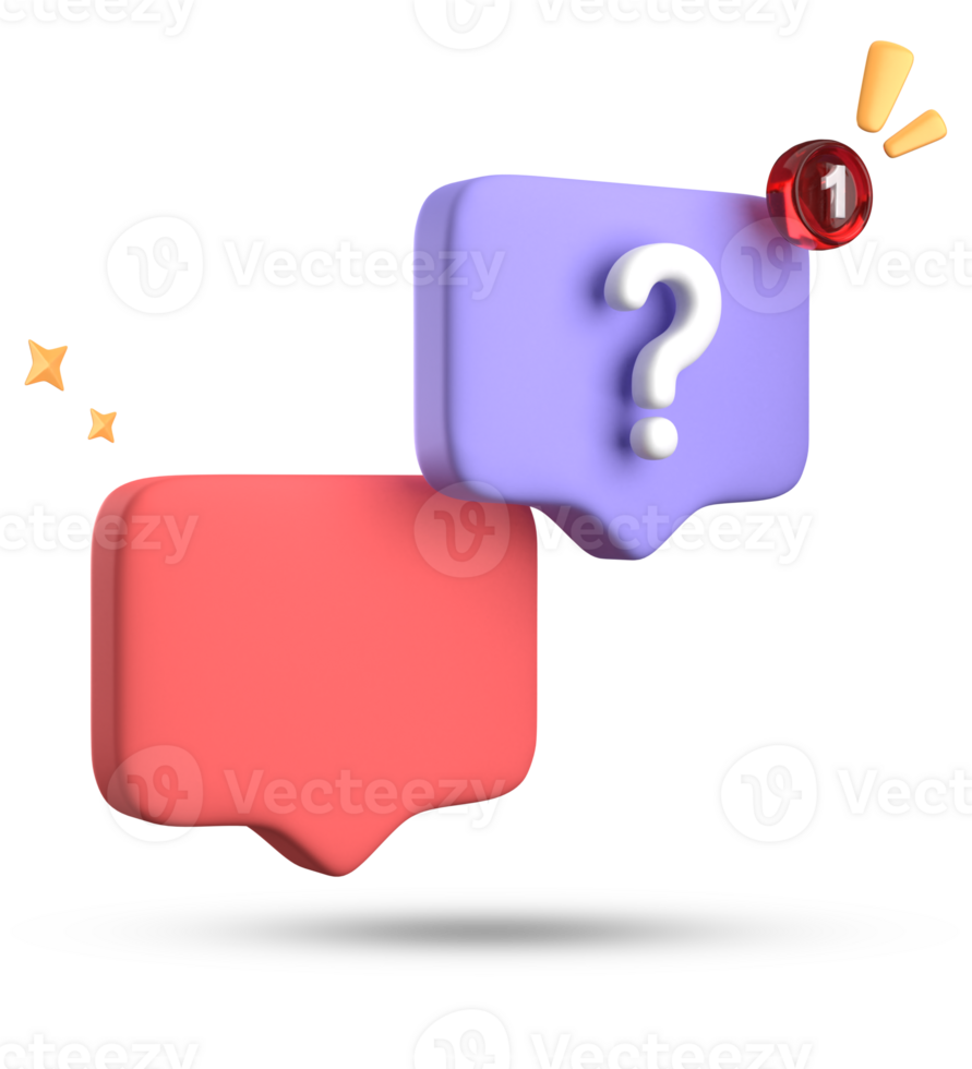 3d rendering of speech bubble, 3D pastel chat with question mark icon set. png