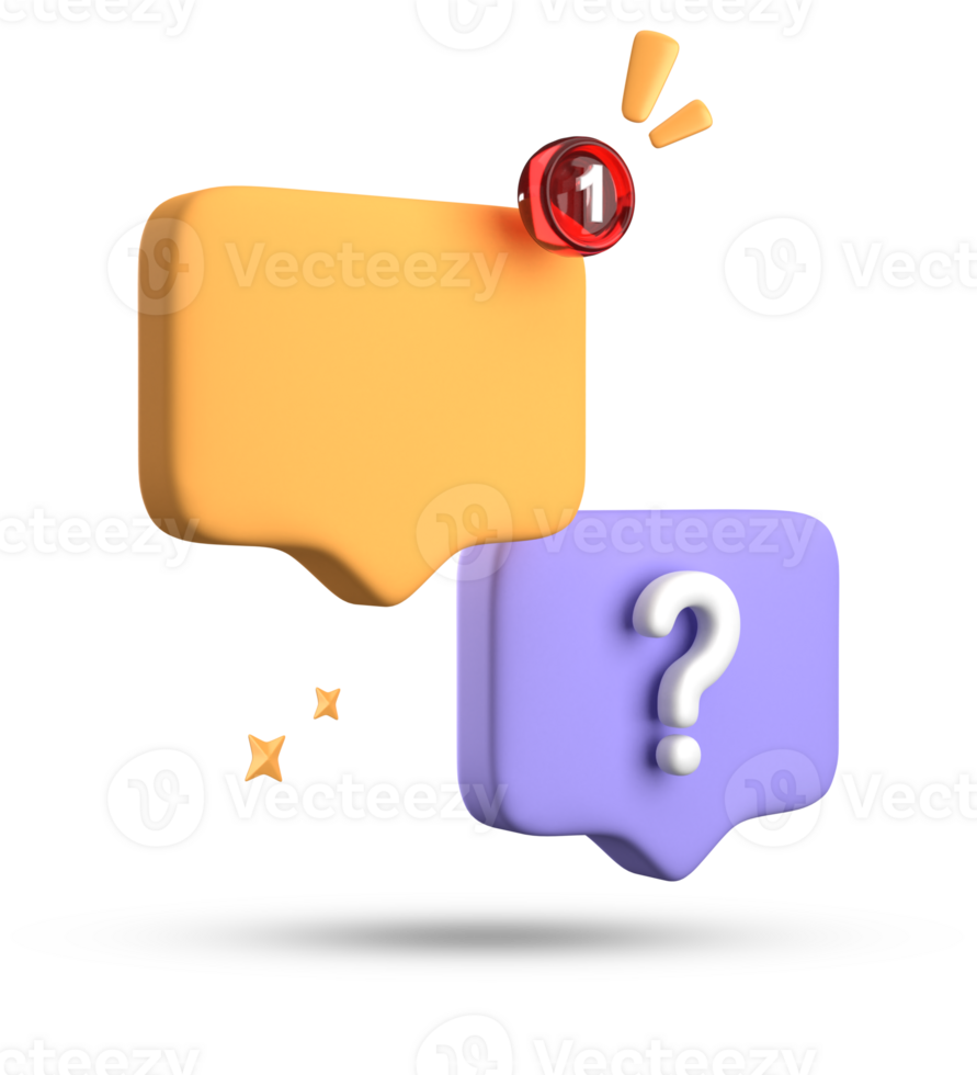 3d rendering of speech bubble, 3D pastel chat with question mark icon set. png