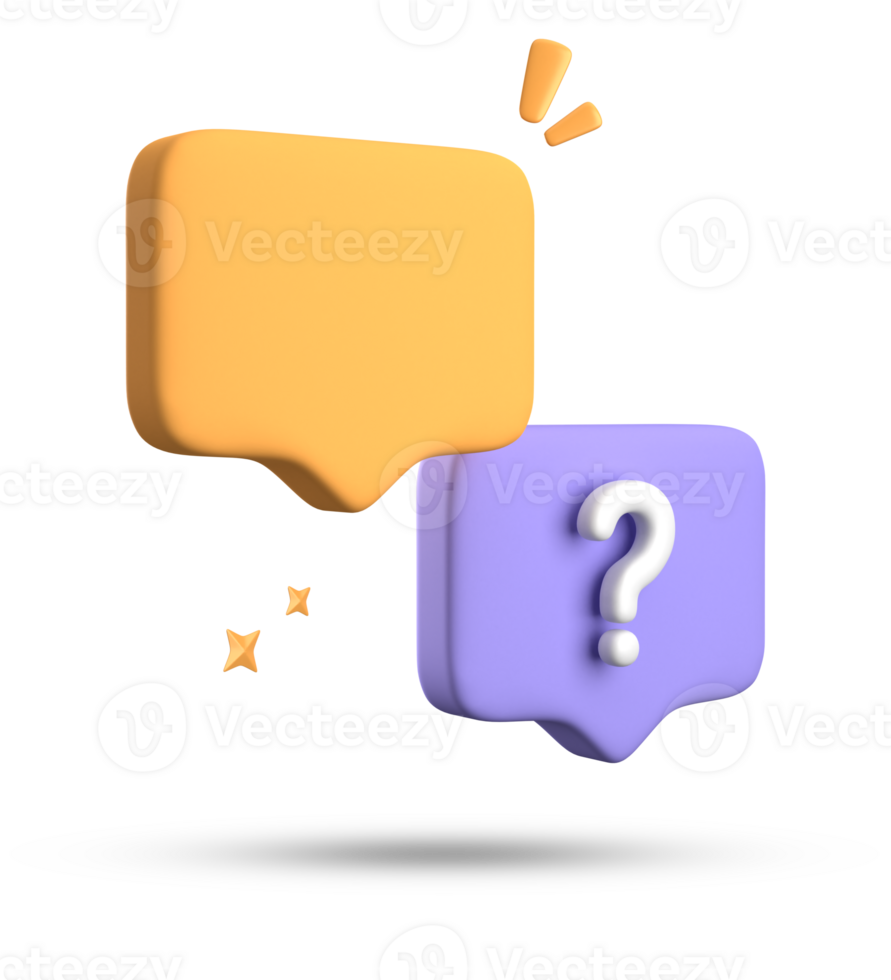 3d rendering of speech bubble, 3D pastel chat with question mark icon set. png