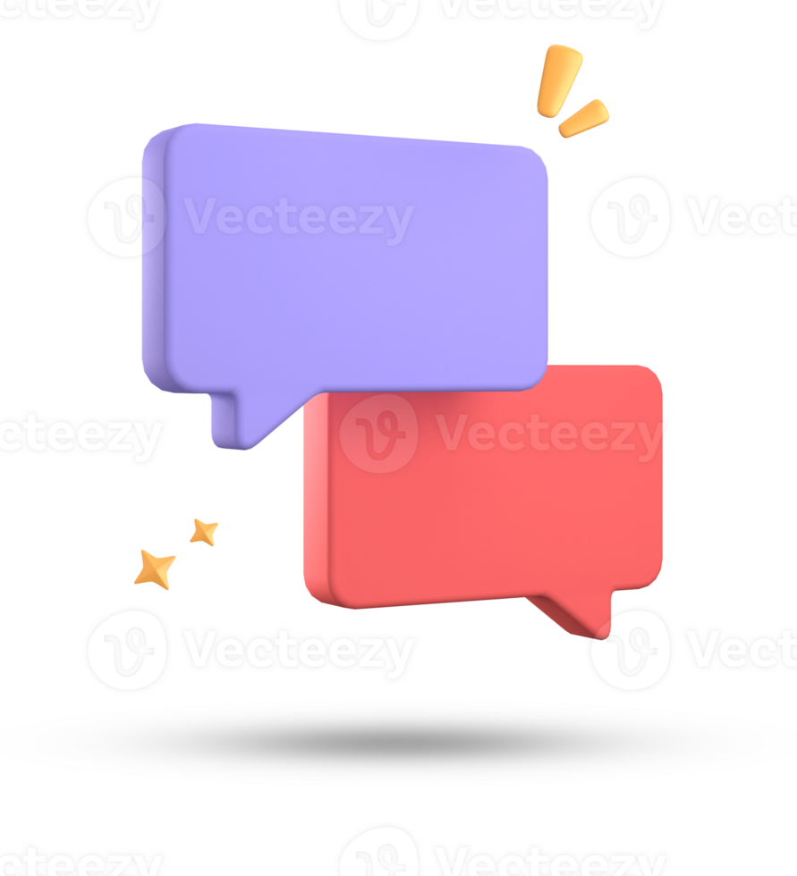 3d representación de habla burbuja, 3d pastel charla icono colocar. conjunto de 3d hablar burbuja. png