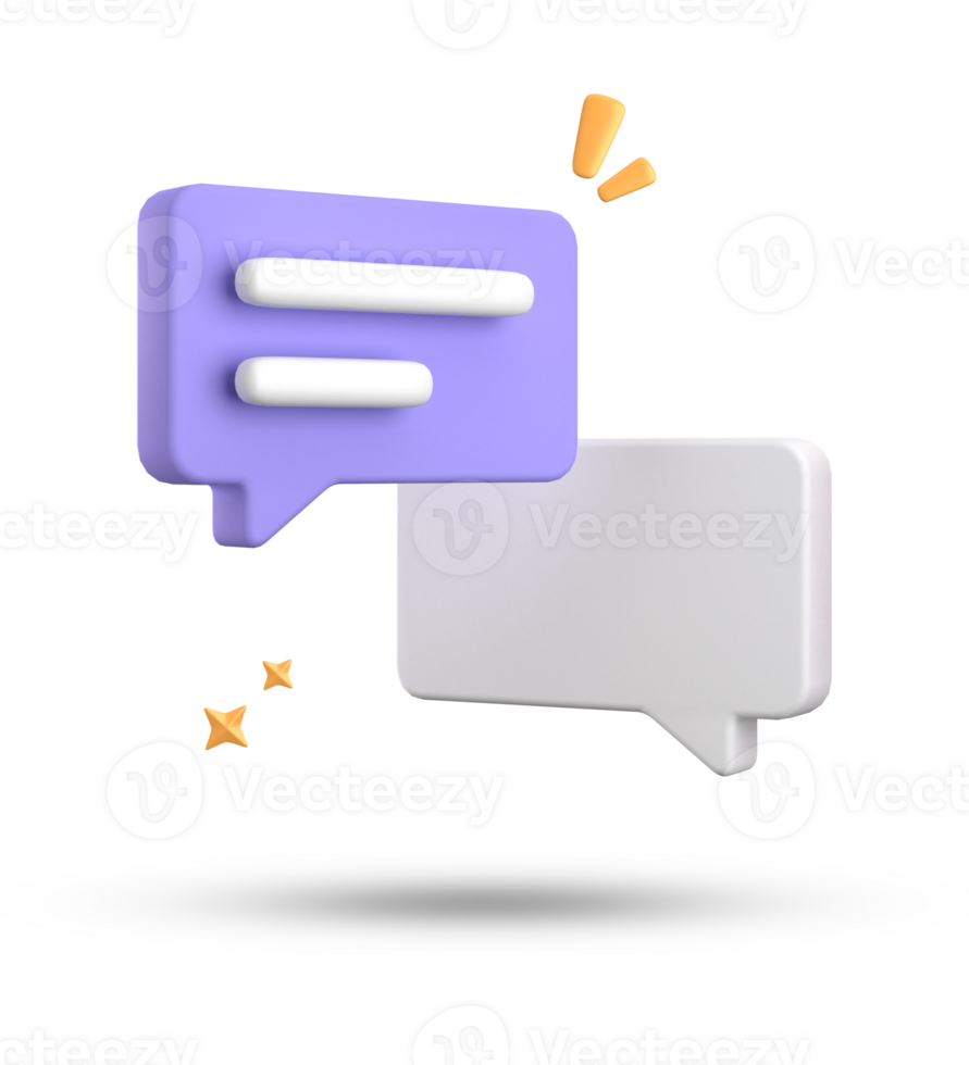 3d representación de habla burbuja, 3d pastel charla icono colocar. conjunto de 3d hablar burbuja. png