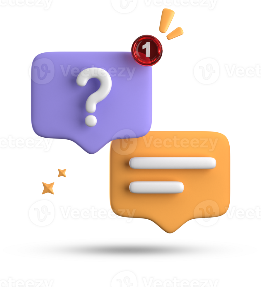 3d rendering of speech bubble, 3D pastel chat with question mark icon set. png