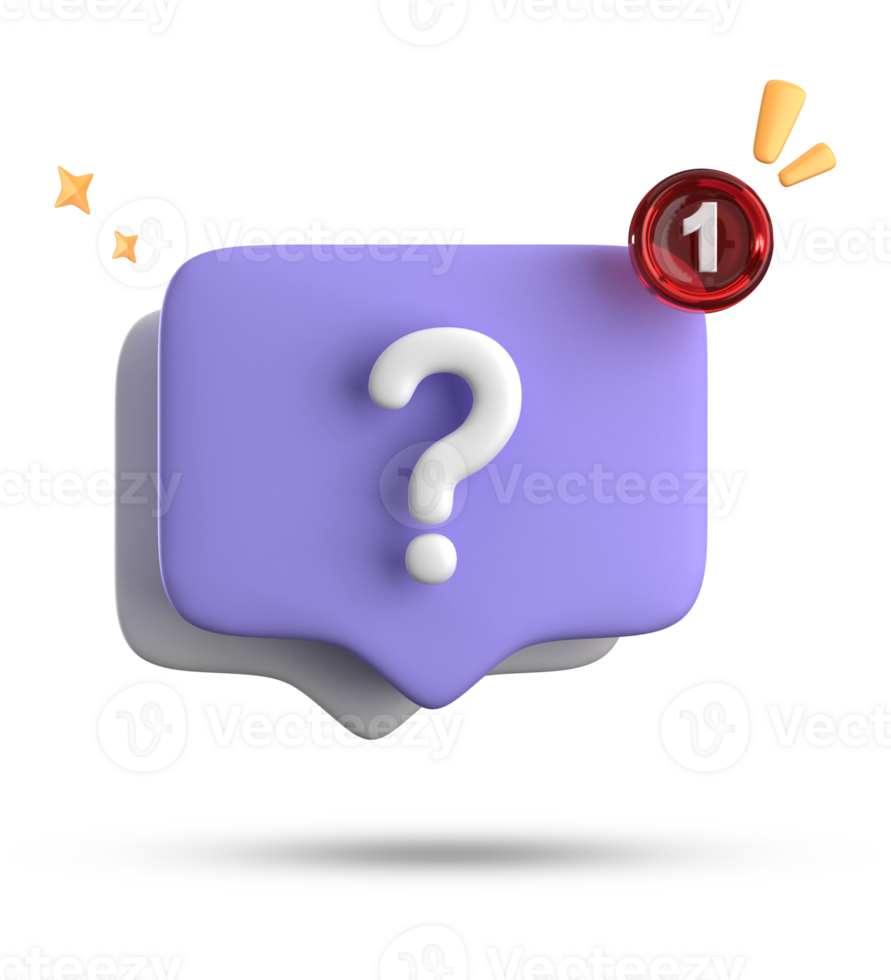 3d rendering of speech bubble, 3D pastel chat with question mark icon set. png