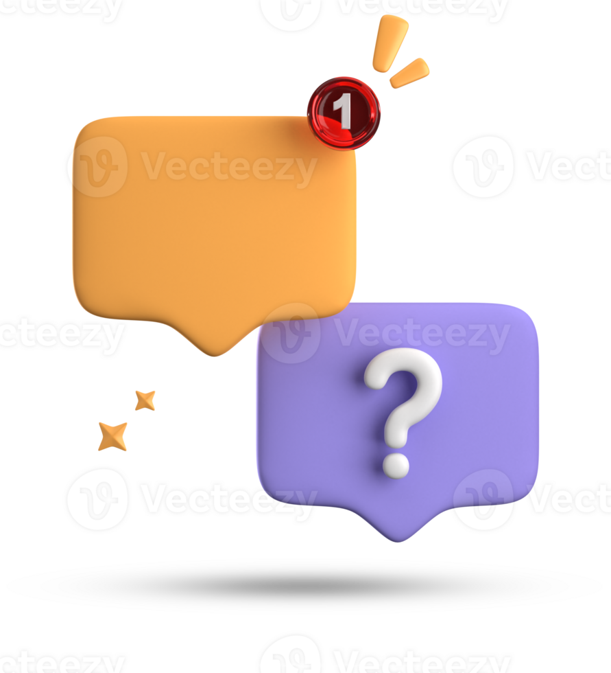 3d rendering of speech bubble, 3D pastel chat with question mark icon set. png