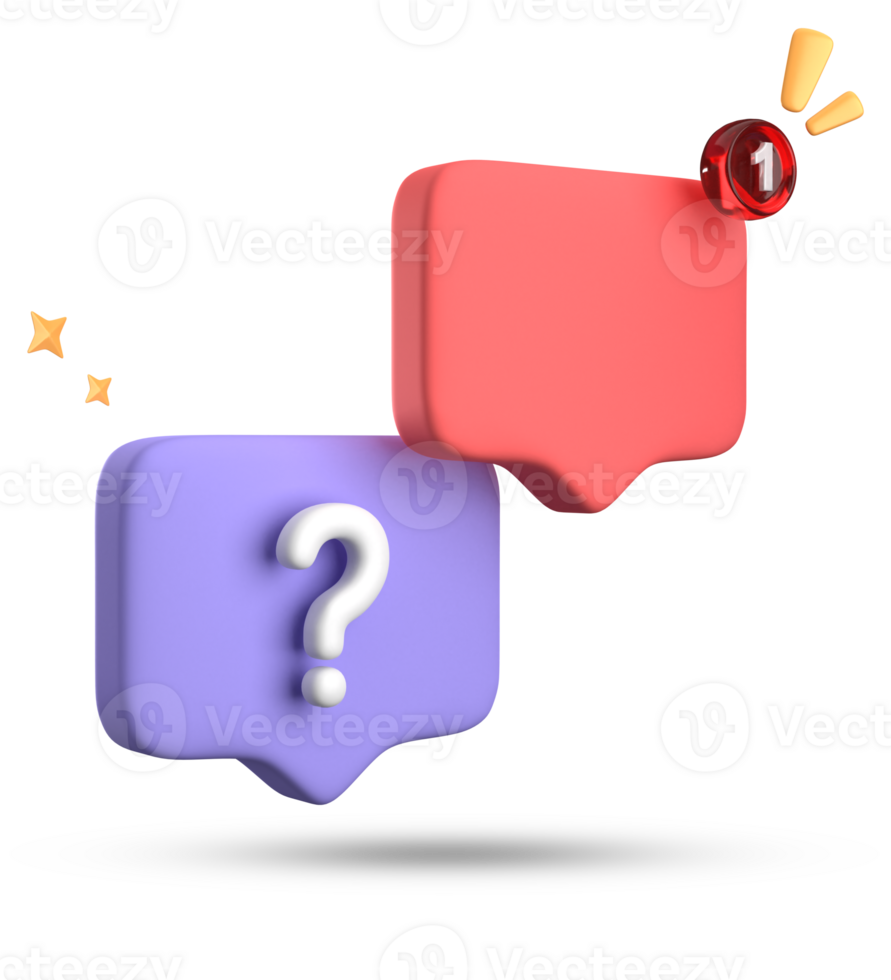 3d rendering of speech bubble, 3D pastel chat with question mark icon set. png