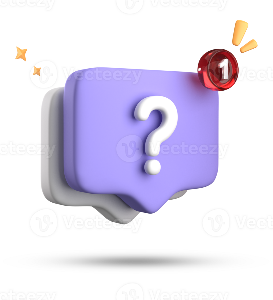3d rendering of speech bubble, 3D pastel chat with question mark icon set. png