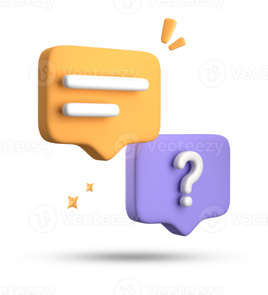 3d rendering of speech bubble, 3D pastel chat with question mark icon set. png