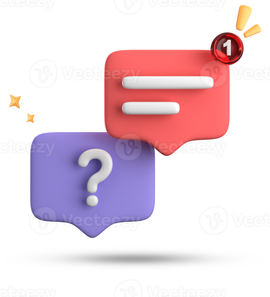 3d rendering of speech bubble, 3D pastel chat with question mark icon set. png