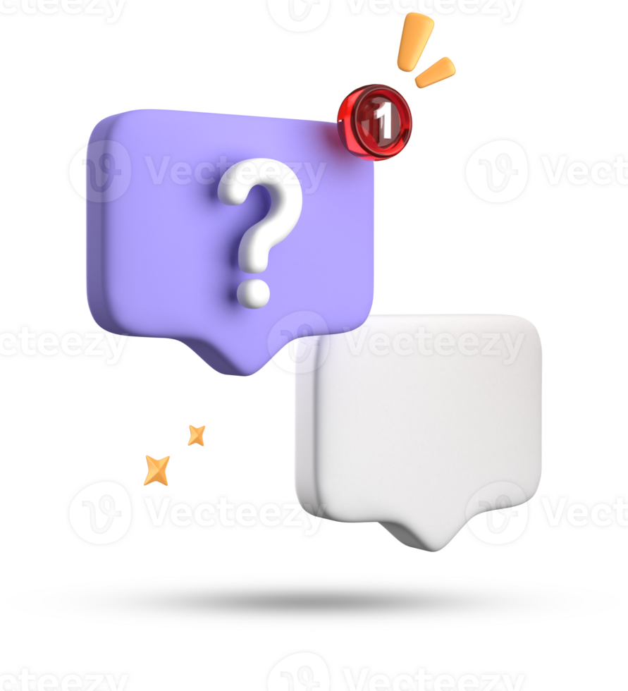 3d rendering of speech bubble, 3D pastel chat with question mark icon set. png