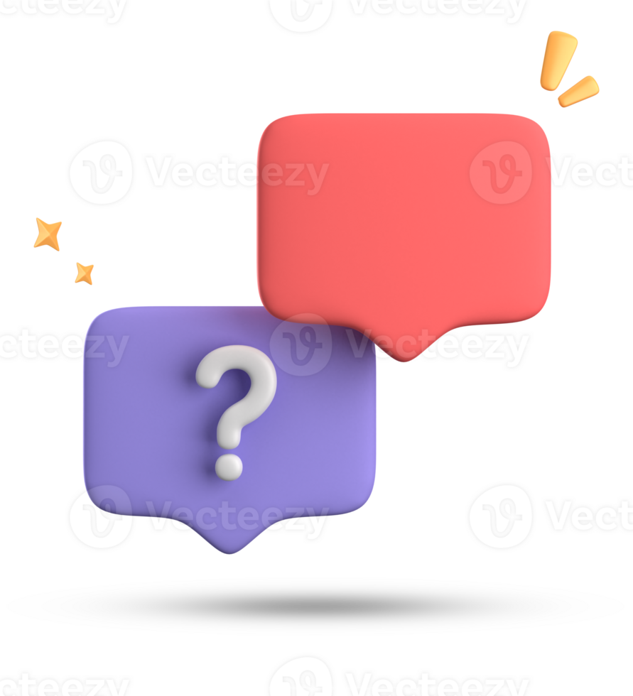 3d rendering of speech bubble, 3D pastel chat with question mark icon set. png