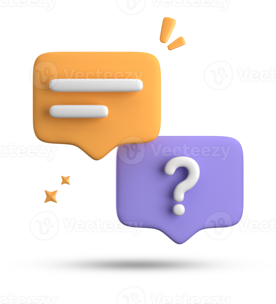 3d rendering of speech bubble, 3D pastel chat with question mark icon set. png