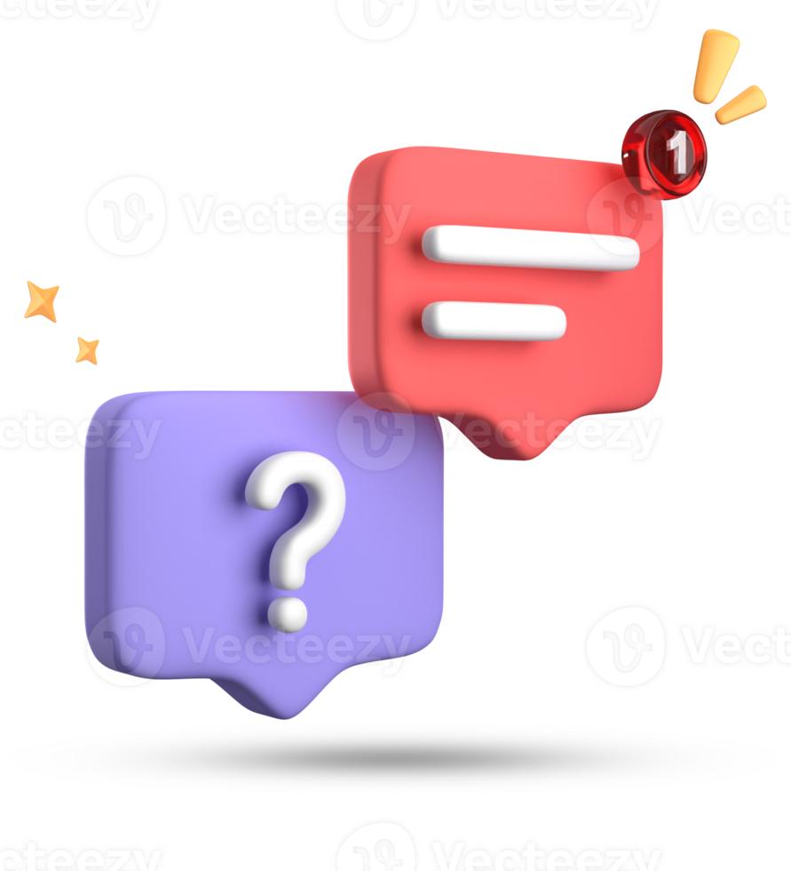 3d rendering of speech bubble, 3D pastel chat with question mark icon set. png
