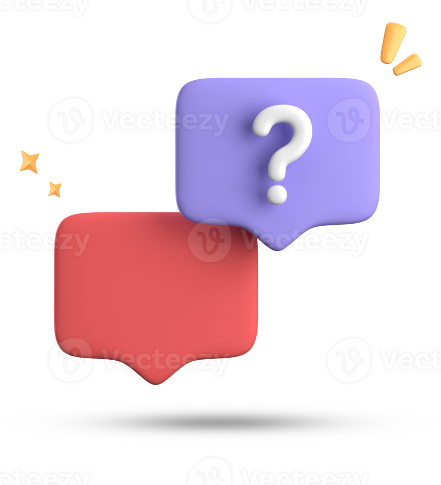 3d rendering of speech bubble, 3D pastel chat with question mark icon set. png