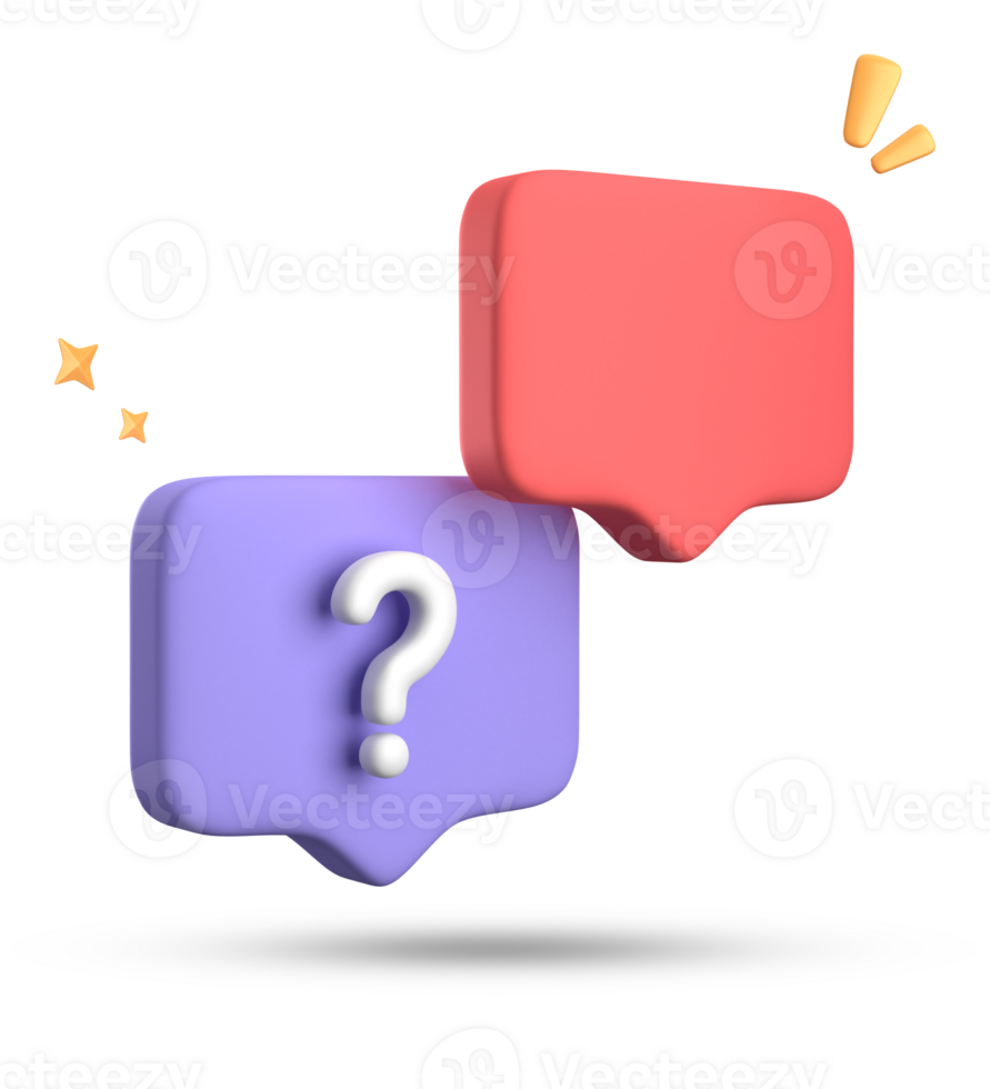 3d rendering of speech bubble, 3D pastel chat with question mark icon set. png