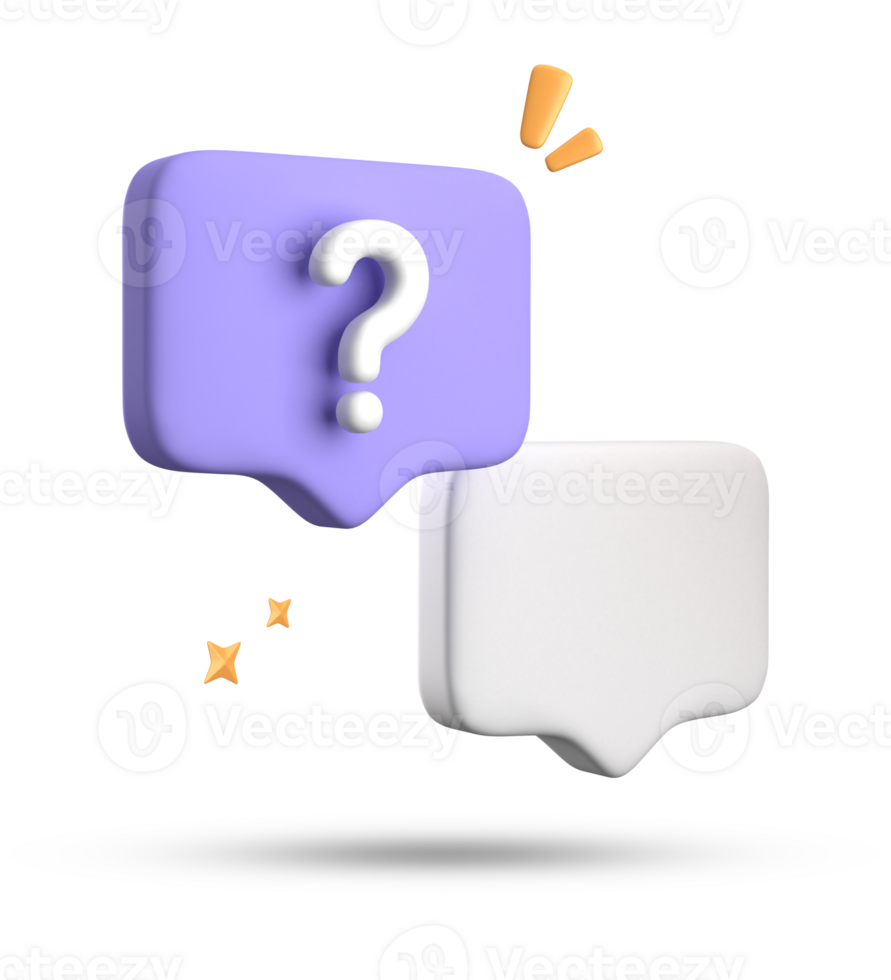 3d rendering of speech bubble, 3D pastel chat with question mark icon set. png