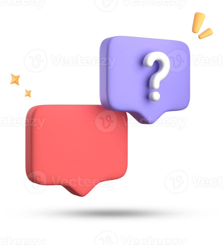 3d rendering of speech bubble, 3D pastel chat with question mark icon set. png