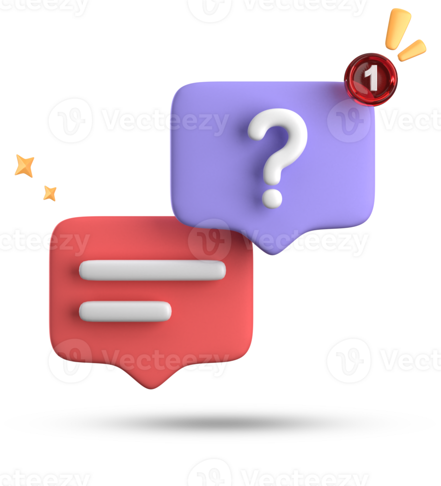 3d rendering of speech bubble, 3D pastel chat with question mark icon set. png