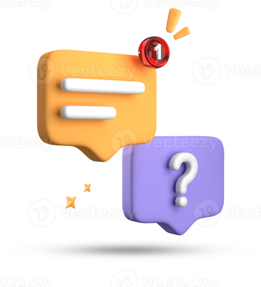 3d rendering of speech bubble, 3D pastel chat with question mark icon set. png
