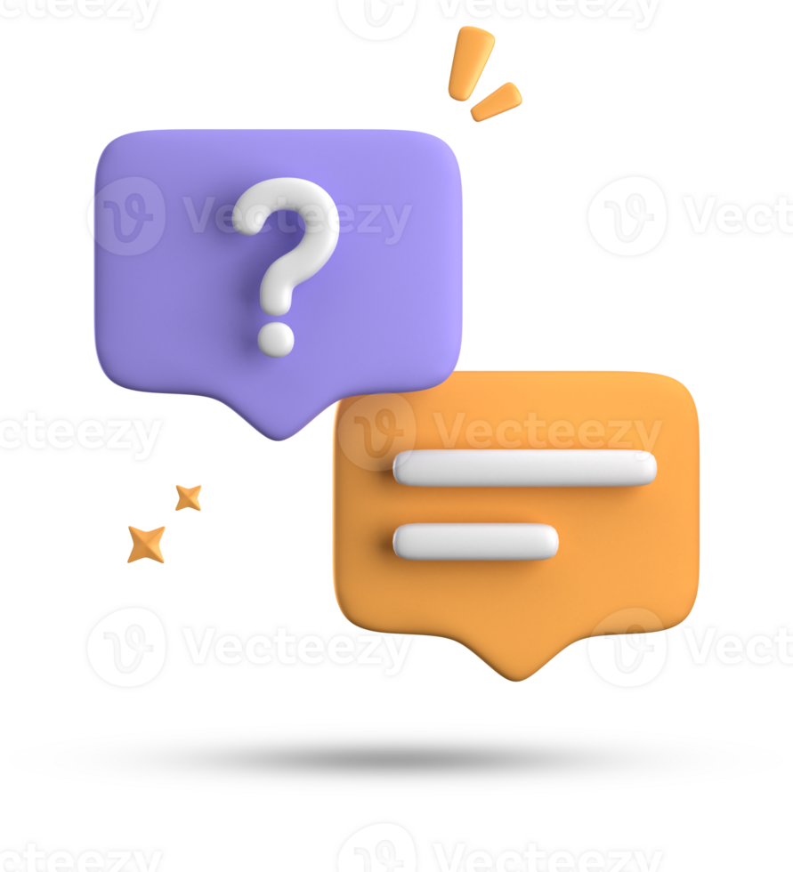 3d rendering of speech bubble, 3D pastel chat with question mark icon set. png