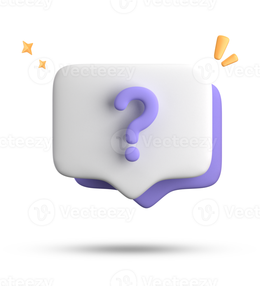 3d rendering of speech bubble, 3D pastel chat with question mark icon set. png