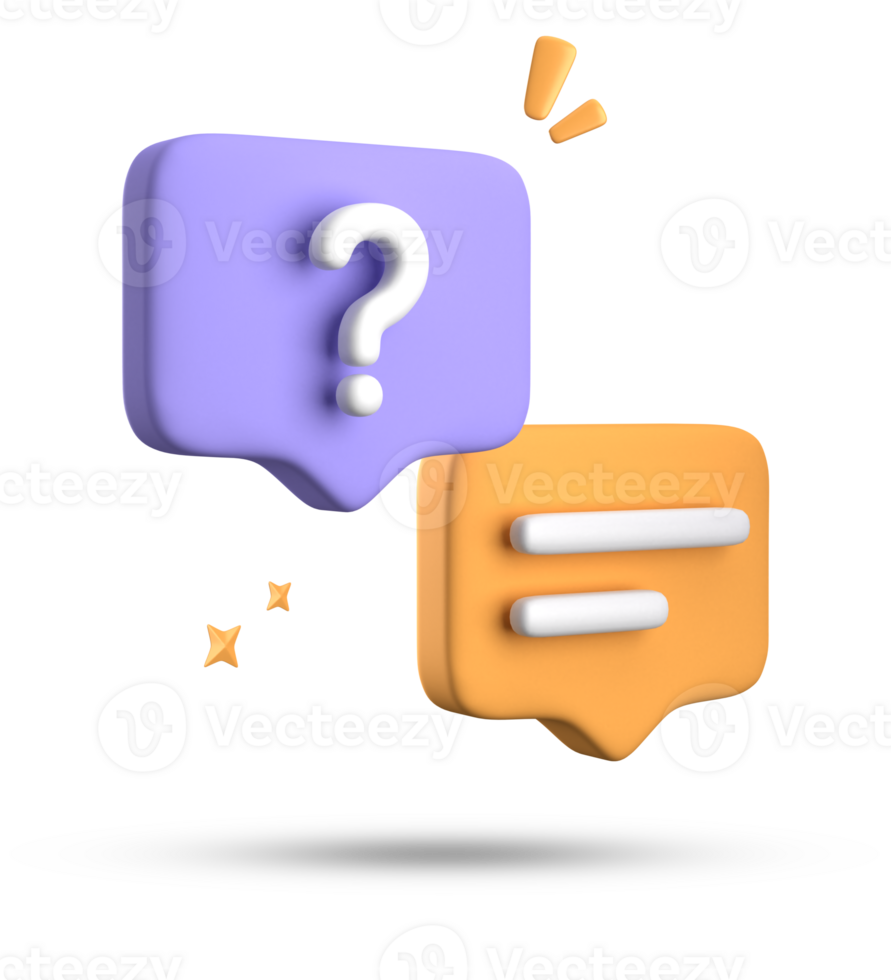 3d rendering of speech bubble, 3D pastel chat with question mark icon set. png