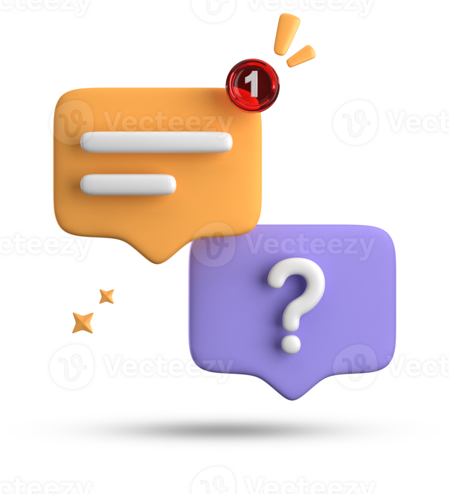 3d rendering of speech bubble, 3D pastel chat with question mark icon set. png