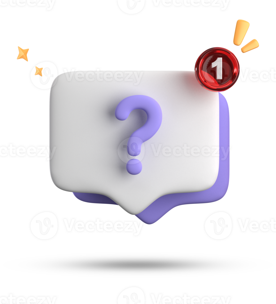 3d rendering of speech bubble, 3D pastel chat with question mark icon set. png