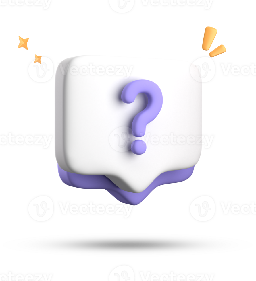 3d rendering of speech bubble, 3D pastel chat with question mark icon set. png