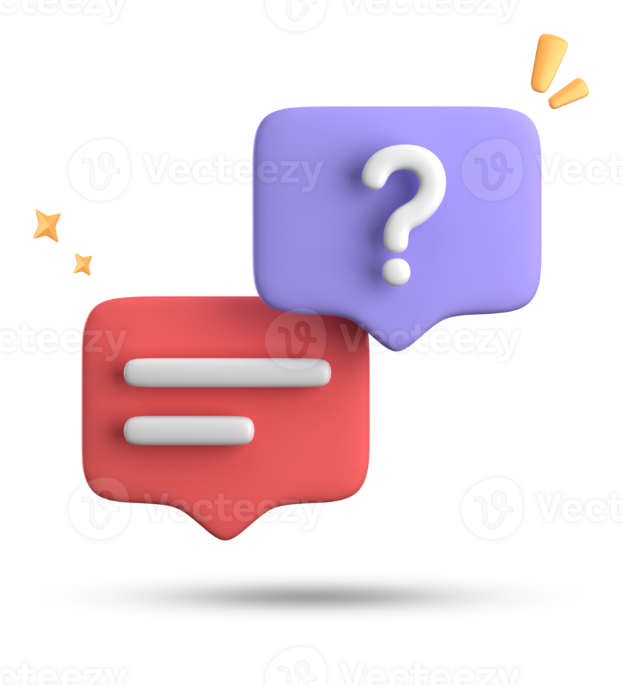 3d rendering of speech bubble, 3D pastel chat with question mark icon set. png