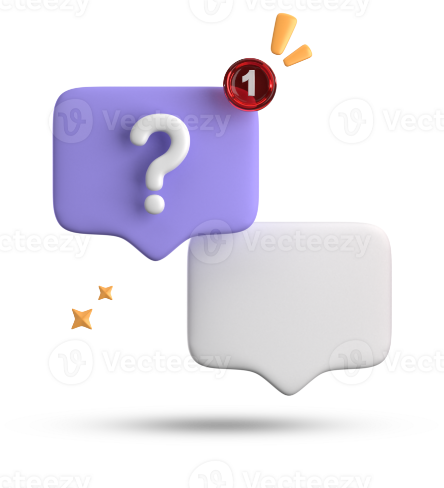 3d rendering of speech bubble, 3D pastel chat with question mark icon set. png