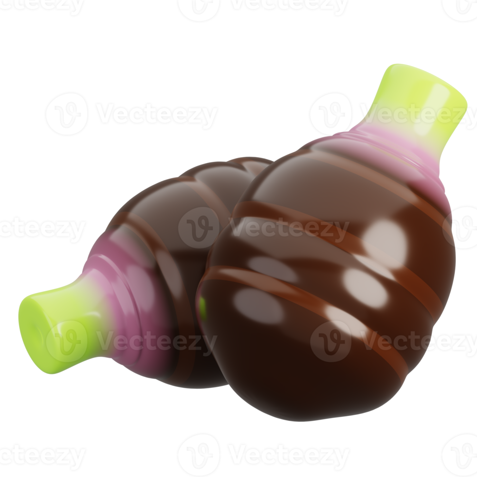 Cartoon fresh two taro roots vegetable isolated. 3d render illustration. png