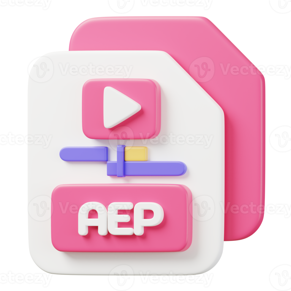 AEP file document. File type icon. Files format and document concept. 3d Render illustration. png