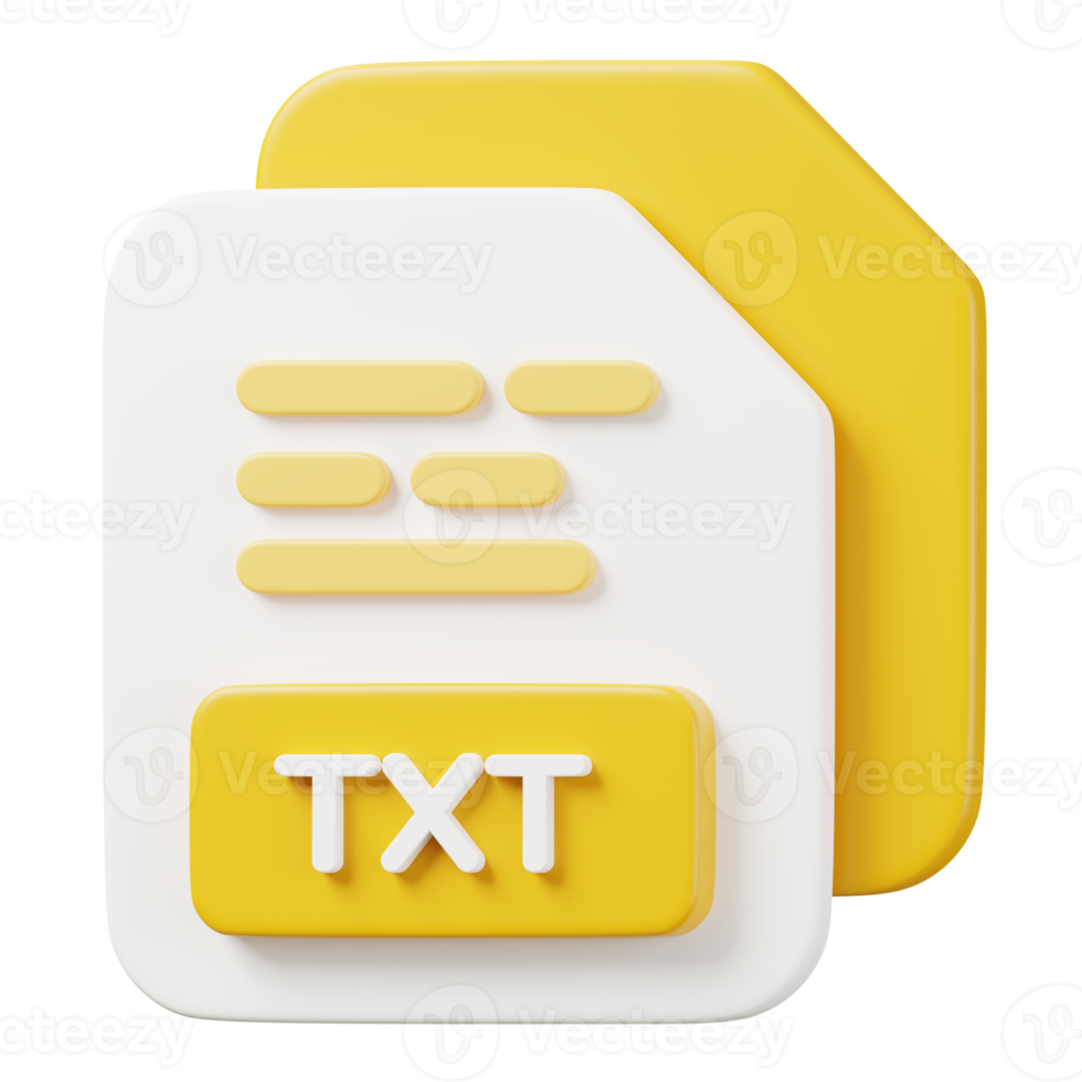 txt file document. File type icon. Files format and document concept. 3d Render illustration. png