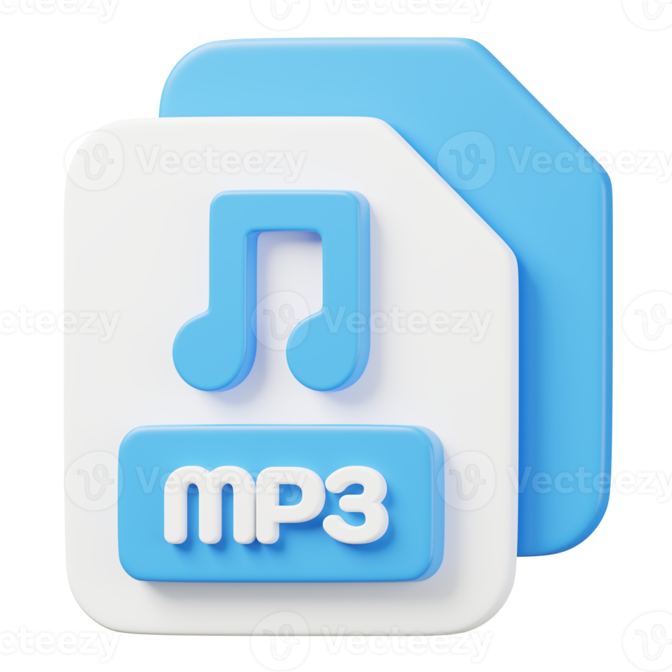 MP3 file document. File type icon. Files format and document concept. 3d Render illustration. png