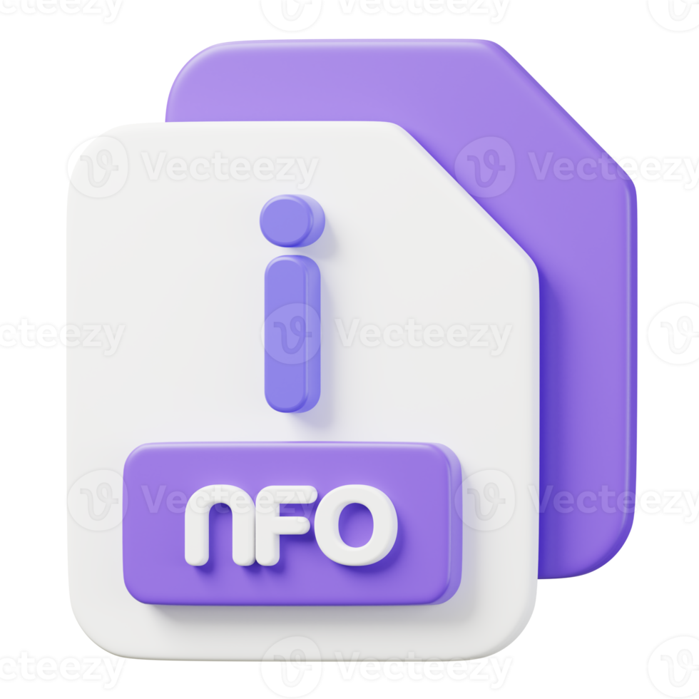 NFO file icon. File type icon. Files format and document concept. 3d Render illustration. png