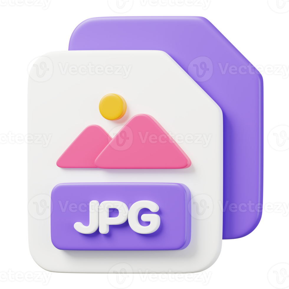 JPG image file icon. File type icon. Files format and document concept. 3d Render illustration. png