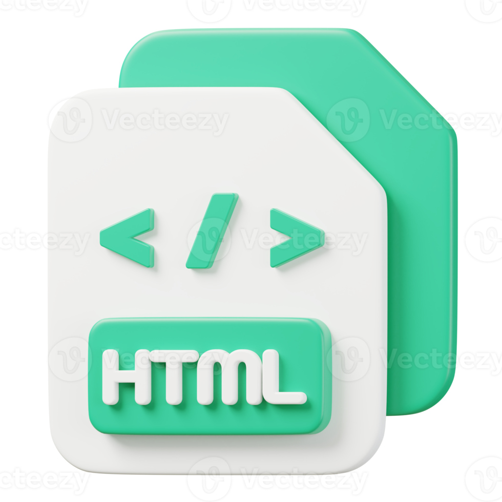 HTML file document. File type icon. Files format and document concept. 3d Render illustration. png