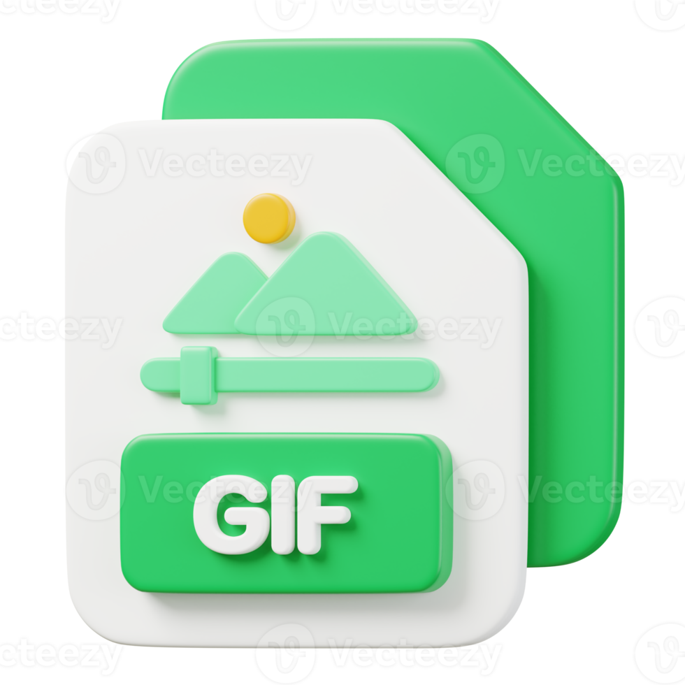 gif file documento. file genere icona. File formato e documento concetto. 3d rendere illustrazione. png