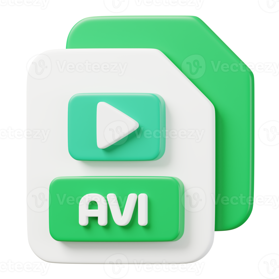 AVI file document. File type icon. Files format and document concept. 3d Render illustration. png
