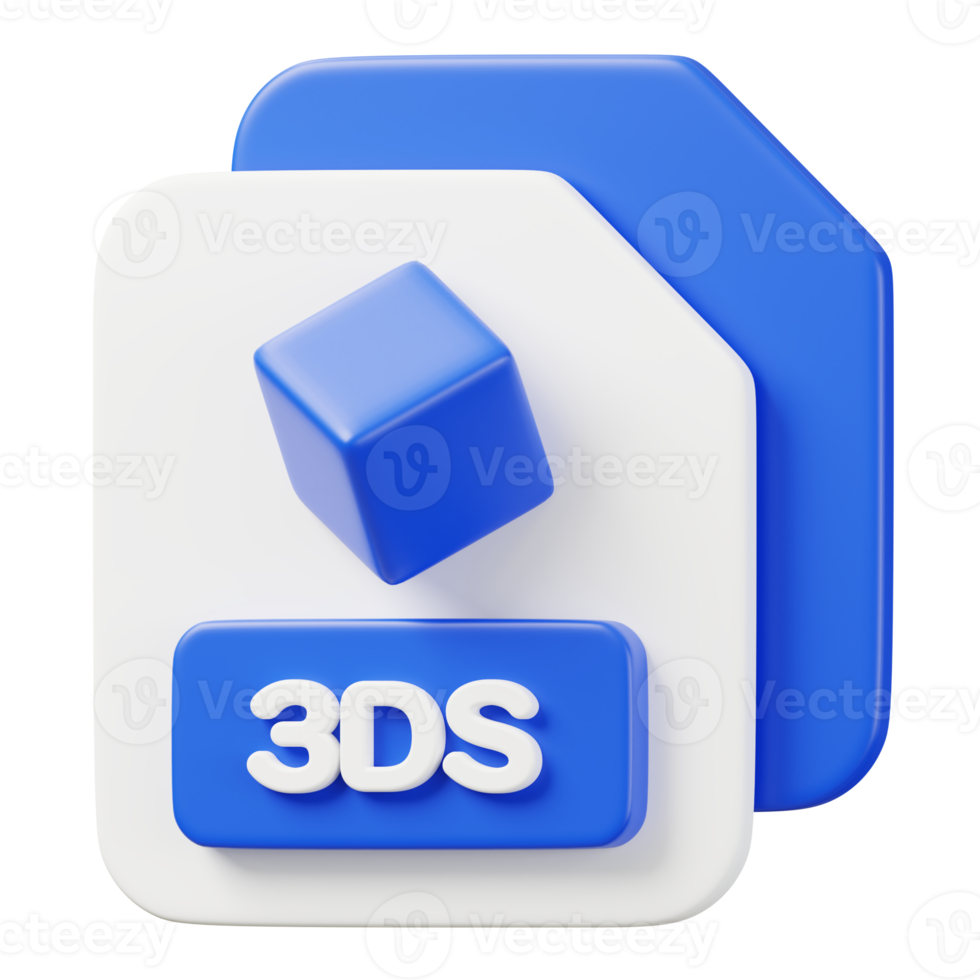 3DS file document. File type icon. Files format and document concept. 3d Render illustration. png