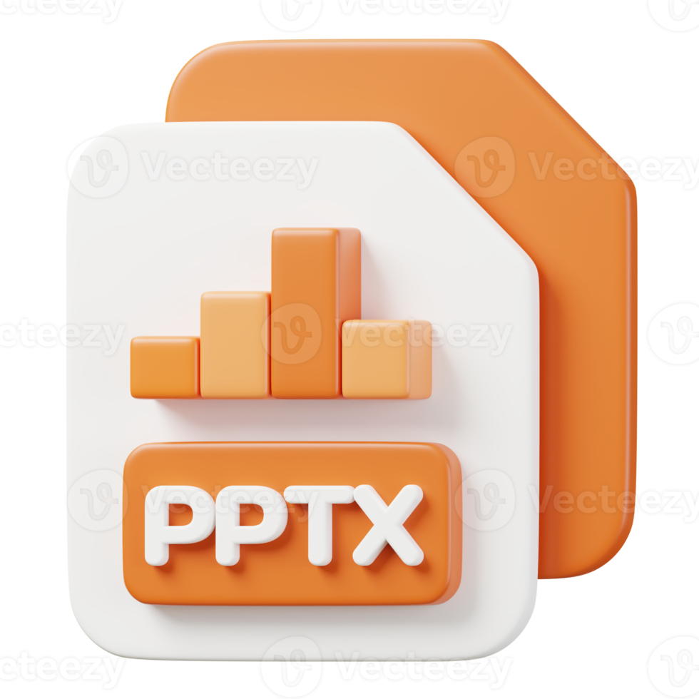 PPTX file document. File type icon. Files format and document concept. 3d Render illustration. png