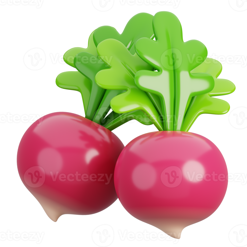 Cartoon fresh beetroot vegetable isolated. 3d render illustration. png