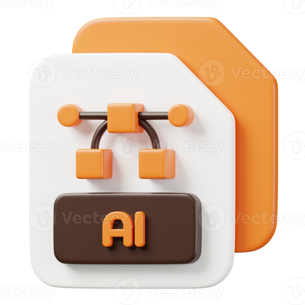 AI file document. File type icon. Files format and document concept. 3d Render illustration. png