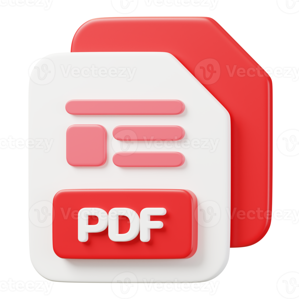 PDF file document. File type icon. Files format and document concept. 3d Render illustration. png