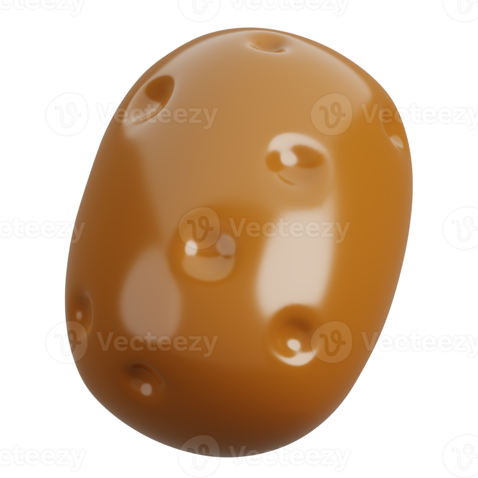 Cartoon fresh potato vegetable isolated. 3d render illustration. png