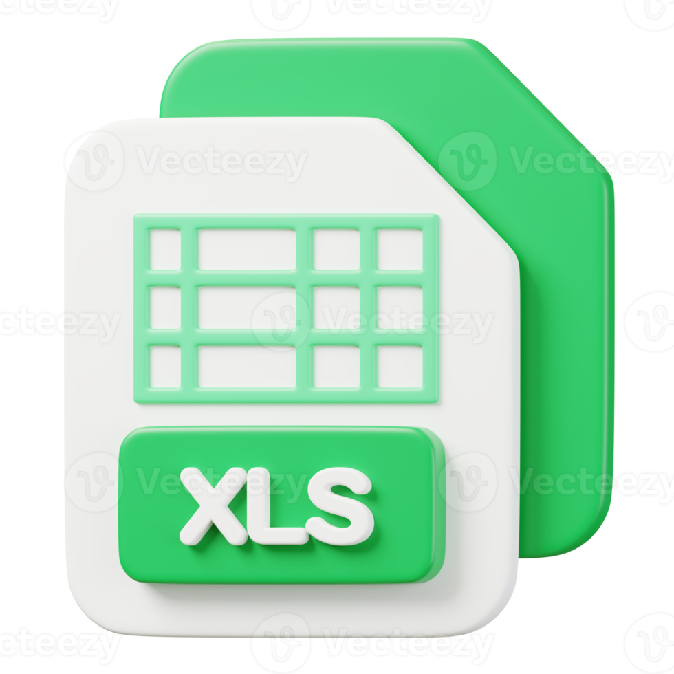 Xls file document. File type icon. Files format and document concept. 3d Render illustration. png