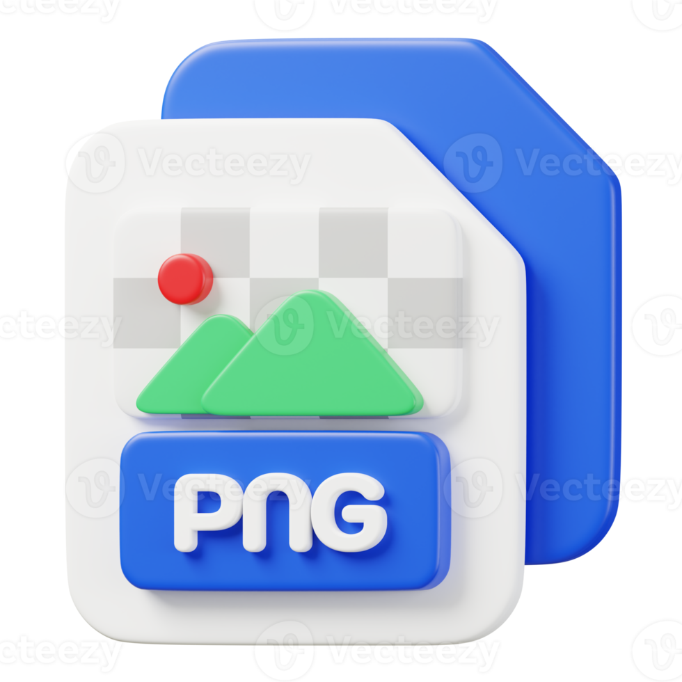 PNG file document. File type icon. Files format and document concept. 3d Render illustration.