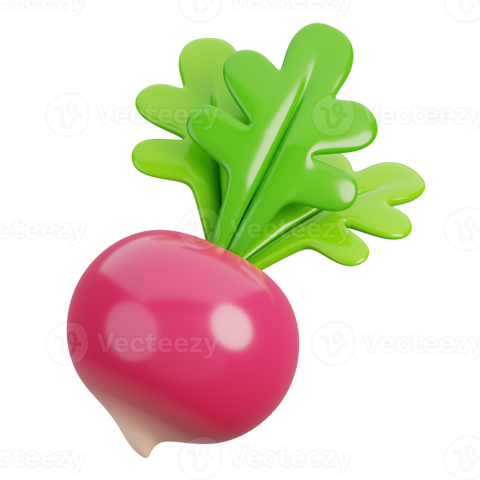 Cartoon fresh beetroot vegetable isolated. 3d render illustration. png